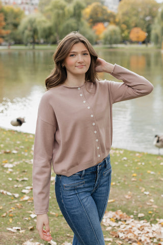 Button Me Up Cardi / Taupe