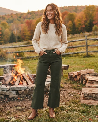 Granville Scissor Cut Wide Leg Jean / Olive