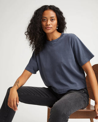 Relaxed Crop Tee / Blue Steel