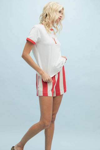 EMBROIDERED CONTRAST KNIT TOP