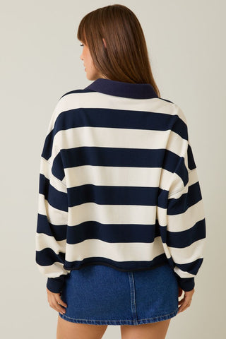 Rugby Polo / Navy Stripe