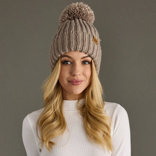 Taupe Knit Pom Hat