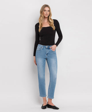 High Rise Crop Slim Straight Jeans /Perfect For Now