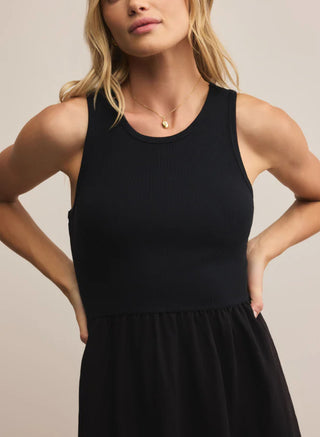 Charlotte Rib Midi Dress / Black