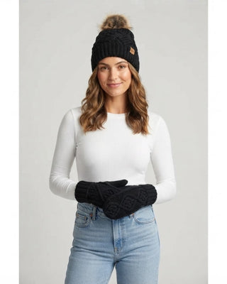 Black Cable Knit Mittens