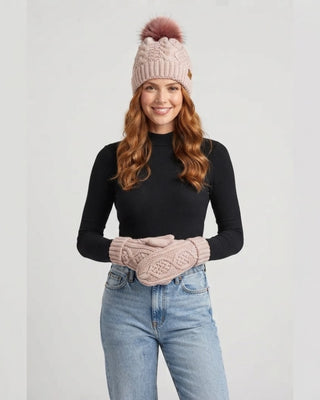 Lt. Pink Cable Knit Mittens