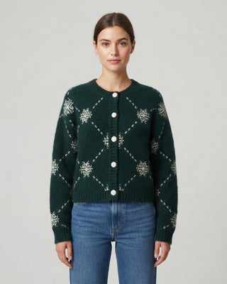 Snowflakes for the Season Sweater / Pine Green
