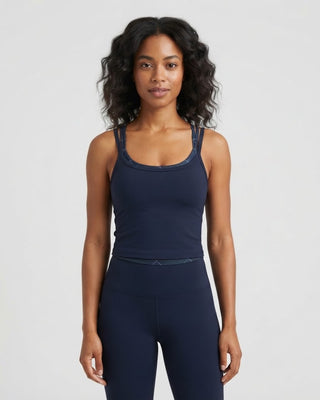 Double Layered Tank Top / Dark Navy Plaid