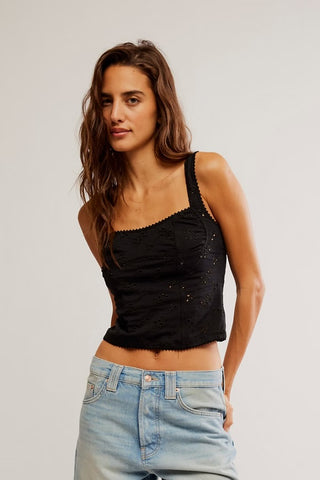 Full Bloom Eyelet Cami / Black