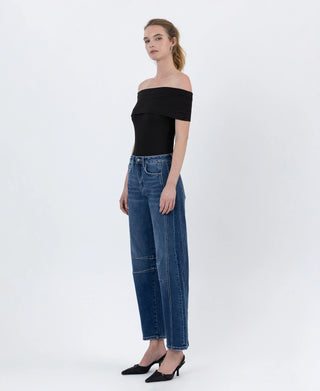 High Rise Barrel Jeans / Dark Wash