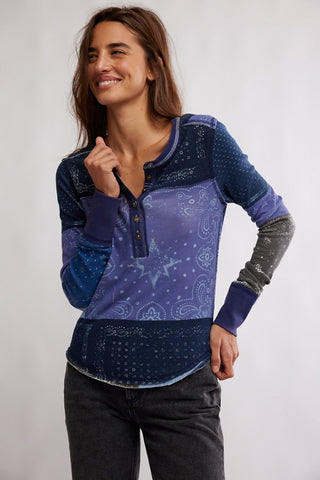 Indie Printed Cuff / Indigo Combo