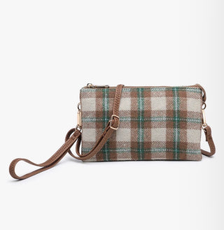 Riley Plaid Crossbody-Wristlet / Beige Green