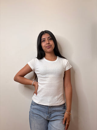 Pointelle Baby Tee / Off White