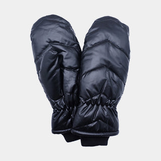 Shiny Puffer Mitten Gloves / Black