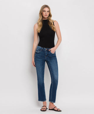 Mid Rise Ankle Slim Straight Jeans / Wax Plant