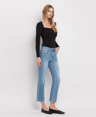 High Rise Crop Slim Straight Jeans /Perfect For Now