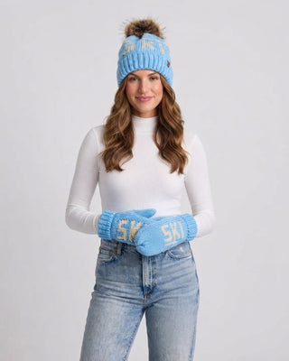 Lt. Blue & Beige Ski Mittens