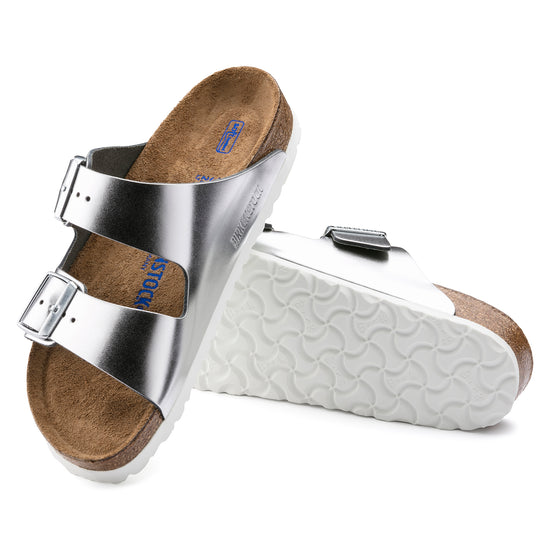 Arizona Soft Footbed Leather Metallic Silver