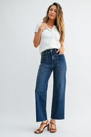 Cargo pocket wide leg/ dark denim