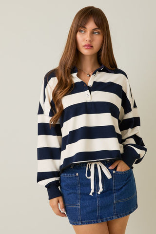 Rugby Polo / Navy Stripe