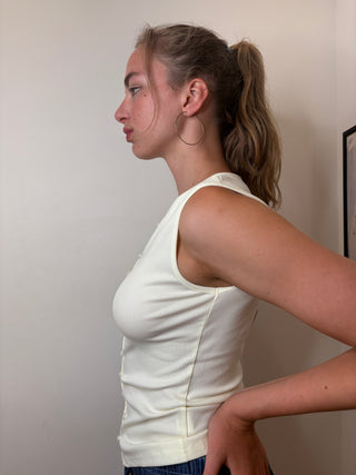 Button Down Vest Top / Cream