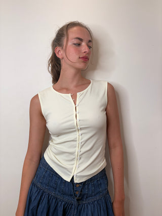 Button Down Vest Top / Cream