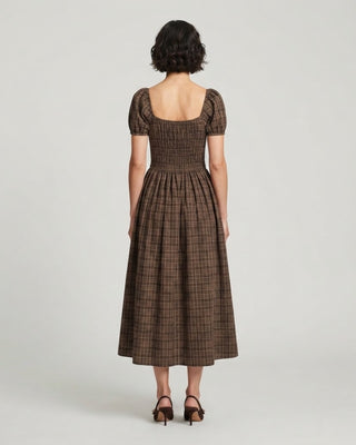 Autumn Plaid Midi Dress / Mocha Multi