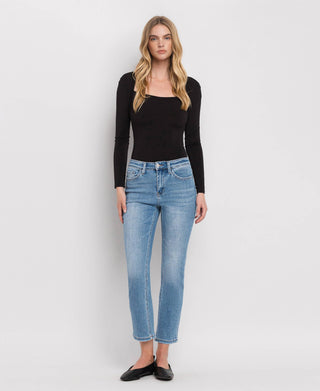High Rise Crop Slim Straight Jeans /Perfect For Now