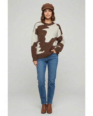 Charlie Cow Print Sweater / Cocoa