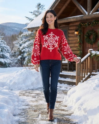Francine Snowflake Sweater / Cherry