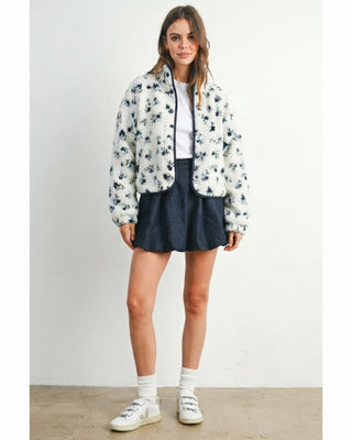 Grace Floral Fleece Jacket / Ivory / Navy