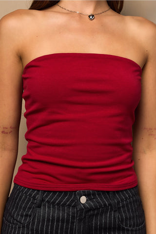 Tube Top with High Western Stretch Fabric / Dark Red