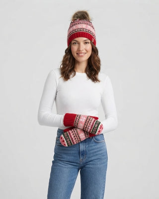 Red, Pink & Green Christmas Pattern Mittens