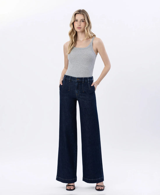 High Rise Dart Detail Wide Leg Jeans / Luminous Charm – 3 Graces
