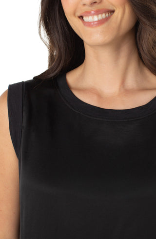 Sleeveless Woven To Knit Top