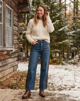 Marlie Corduroy Panel Wide Leg / Denim & Espresso