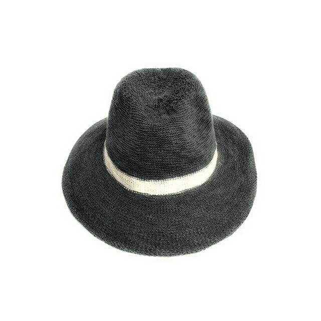 Cotton Blend Fedora Brim Hat With Stripe