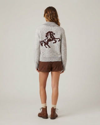 Morgan Jacquard Zip Up Sweater / Heather Grey