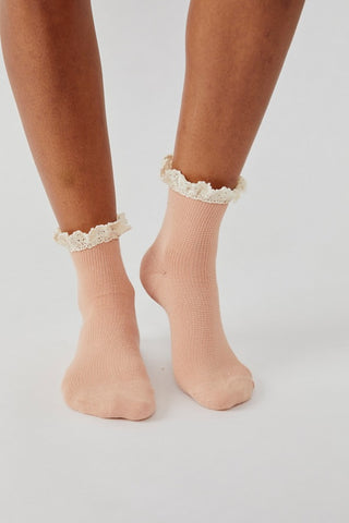 Beloved Waffle Knit Ankle / Old Rose