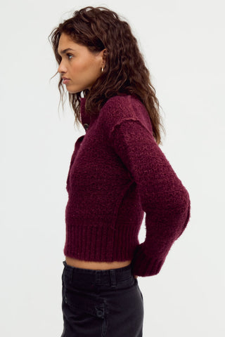 Tucked Henley Pullover / Burgundy Combo