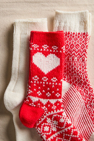 Nordic Knit Sock Pack / Red Combo