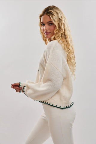 Christmas Tree Sweater / Ivory & Green