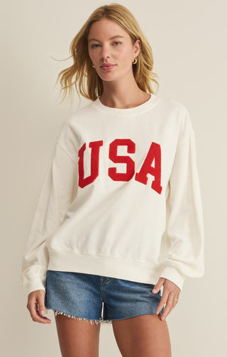 USA Boyfriend Sweatshirt / Sea Salt