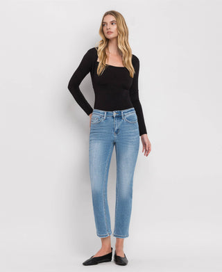 High Rise Crop Slim Straight Jeans /Perfect For Now