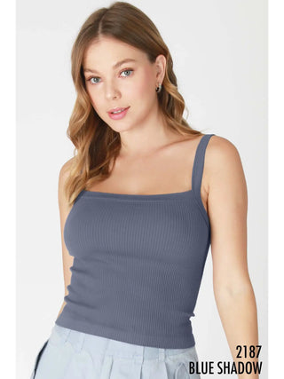 Square Neck Ribbed Tank Top