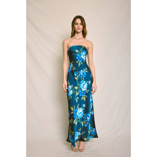 Last Dance Strapless Bias Cut Maxi Dress