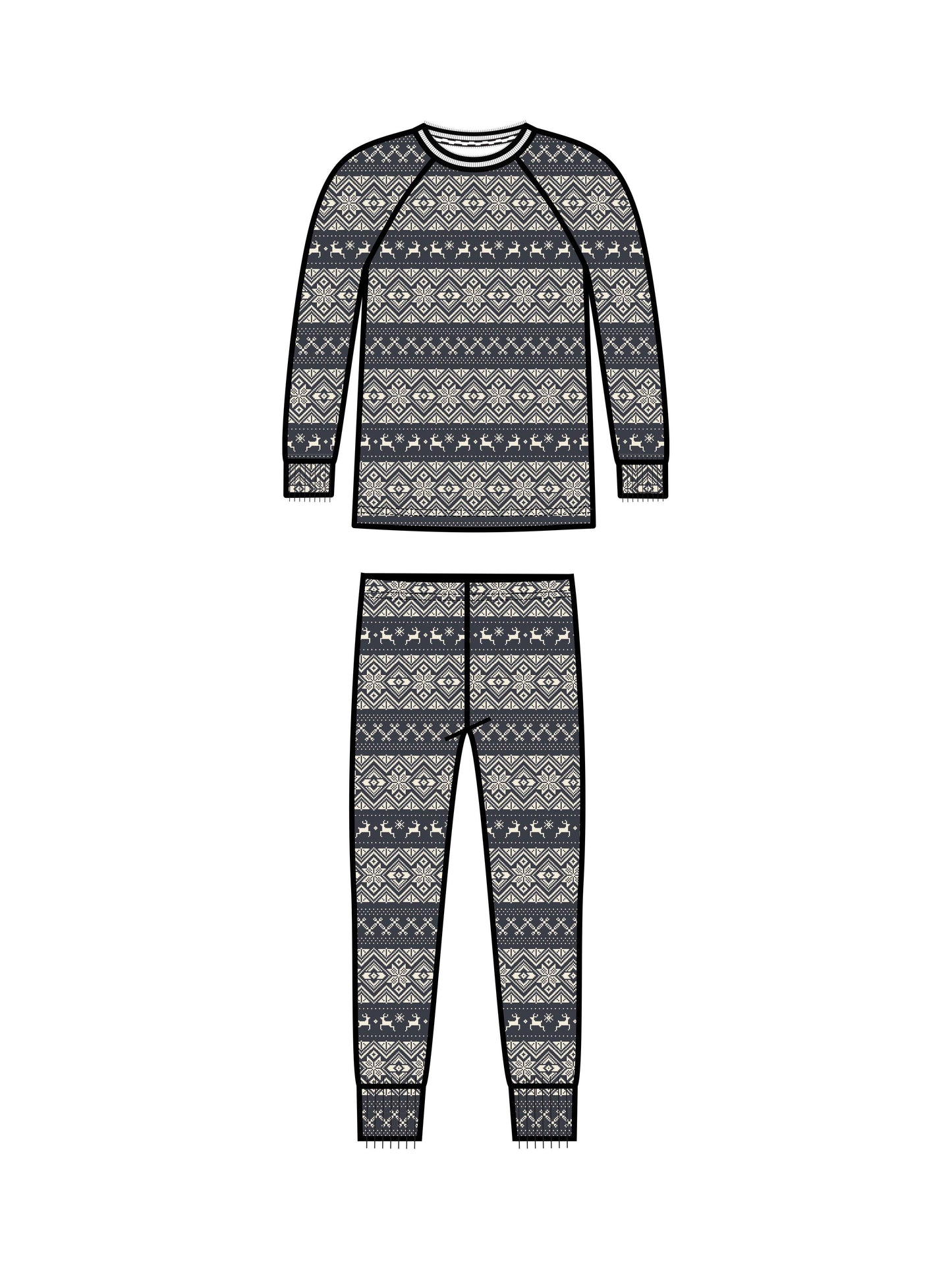 Organic Baby & Kids Long Sleeve Jammies - Fairisle / Navy