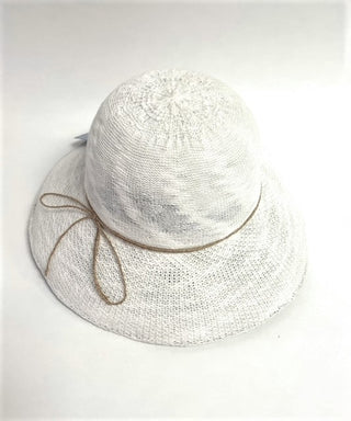 Medium Brim Hat with Straw Tie White