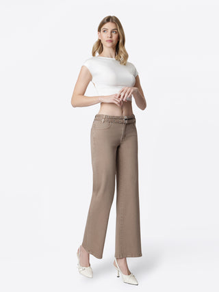 Low Rise Double Melted Wide Leg / Mocha