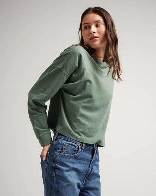 Relaxed Crop Long Sleeve Tee / Sage Leaf